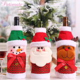 PATIMATE Christmas Cloth Wine Bottle Cover Christmas Decorations For Home Christmas Table Decor 2021 Xmas Gifts New Year 2022