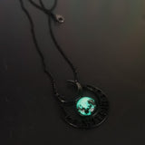 Christmas Gift Punk Gothic Witch Black Moon Necklace Triple Moon Goddess Blue Stone Necklace Women Black Moon Necklaces Pendants Jewelry Gift