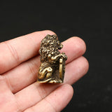 Antique Bronze Welcome Shiled Lion King Statue Home Feng Shui Decorations Lucky Copper Owl Miniature Figurines Table Ornaments