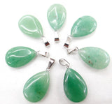 24pcs Natural Pink Quartz Crystal Agates Tiger eye Stone Malachite Water Drop Shape Pendant for DIY Jewelry Making