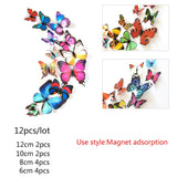 Cifeeo  18Pcs Black And White 3D Effect Crystal Butterflies Wall Sticker Beautiful Butterfly For Kids Room Wall Decals Home Decoration