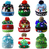 1Pc LED Christmas Hats Sweater Knitted Beanie Christmas Santa Light Up Winter Hat for Kids Adults Christmas Party Warmer Cap