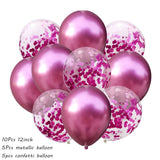 10Pcs Metal Latex Balloons Confetti Balloon Set For Wedding Birthday Party Balloon Decoration Baby Shower Helium Balloons