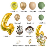 33pcs Avocado Green Metal Gold Balloon Kit With Figure Balloons For Kids Birthday Jungle Safari Party Decor DIY Home Supplies