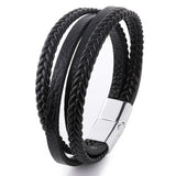 ZOSHI Braided Blue Color Leather Bracelets for Men Armband Heren Trendy Genuine Leather Bracelets with Magnetic Buckle