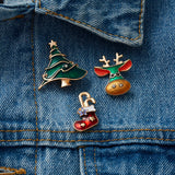 Christmas Gift 3pcs/set Merry Christmas Brooches Christmas Socks Christmas Tree Elk Enamel Badge Small Brooch Women Fashion Party Jewelry Gifts