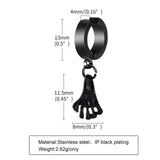 Christmas Gift Vnox Punk Clip Earrings for Men Women, Black Stainless Steel Ear Accessory, Gothic Rock Hiphop Hoop Circle Earring 1 Piece