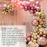 Christmas Gift 126pcs Chrome Gold Rose Pastel Baby Pink Balloons Garland Arch Kit 4D Rose Balloon For Birthday Wedding Christmas Party Decor