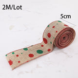 Christmas Gift 2M/5M Christmas Red Car Ribbon 5cm Wide Merry Xmas Crafts Ribbon for DIY Christmas Gift Wrapping Home Wreath Bow Decoration