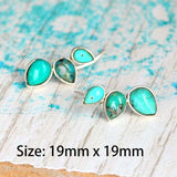 Cifeeo  Tibetan Teardrop Natural Stone Stud Earrings Boho Jewelry Silver Color Water Drop Stud Earring For Women Party