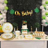 WEIGAO Baby Shower Decorations Gold Oh Baby Disposable Plate Cup Napkins Straws Set Baby Shower Boy Girl Event Party Supplies