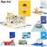 Happy Fathers Day Card 3D Pop-Up Birthday Cards for Dad Handmade Gift Greeting Card with Envelope
