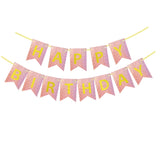 13 Flags Happy Birthday Banner Letter Print Shining Paper Bunting Garland for Kids Adults Birthday Party Decorations Supplies