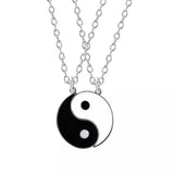 Tai Chi Yin Yang Couple Bracelets Alloy Pendant Adjustable Braid Chain Bracelet Necklace Matching Lover Bracelets Necklaces Set