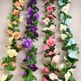 1pcs 240cm Wisteria Artificial Silk Rose Flowers Ivy Vine Green Rattan Garland for Wedding Decoration Home Garden Supplies