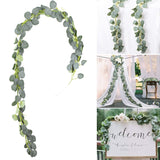 Christmas Gift Artificial Green Eucalyptus Willow Leaves Garland Vine Wedding Greenery Home Birthday Party Table Wall Green Leaves Decoration