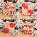 12Pcs/Lot White&Red Christmas Printed Wooden Pendant Ornaments DIY Christmas Hanging Pendant Xmas Tree Ornaments Decor Kids Gift