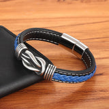 Christmas Gift Fashion Deluxe Irregular Graphic Accessories Men's Leather Bracelet Stainless Steel Combination for Birthday Commemorative Gifts