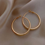 Cifeeo New Classic Copper Alloy Smooth Metal Hoop Earrings For Woman Fashion Korean Jewelry Temperament Girl's Daily Wear Earrings