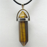 1PCS Natural Tiger Eye Stone Crystal Agates Turquoises Hexagonal Column Shape Pendant Necklace for Jewelry making