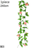 Christmas Gift Wisteria Artificial Flower Vine Ivy Leaf Garland Silk Rose Flowers Rattan String Vine Wedding Arch Flower Home Garden Decoration