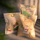 Christmas Gift 24Sets Christmas Kraft Paper Bags Santa Claus Snowman Fox Holiday Xmas Party Favor Bag Candy Cookie Pouch Gift Wrapping Supplies