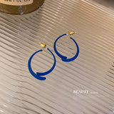 Cifeeo Korean New Style Simple Blue Bow Earrings Fashion Versatile Geometric Earrings Female Jewelry