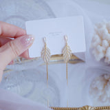 Exquisite Design Leaf Tassel Stud Earring for Women Micro Pave Zircon Earring Bohemia Jewelry Accessories