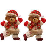 Christmas Gift 2Pcs Bear Christmas Ornaments Xmas Furnishing Decoration Elk Snowman Tree Toy Doll Handmade Christmas Decor for Home Gift natal