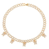 Fashion Bling Rhinestone Big Butterfly Pendant Necklace for Women Pink Blue Crystal Cuban Chain Necklace Rapper Rock Jewelry