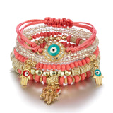 3-4pcs/set Fashion Multilayer Crystal Stone Beads Tassel Charms Bracelets & Bangles Pulseras Mujer Boho Bracelet for Women Gift