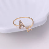 Christmas Gift A-Z Letter Gold Color Metal Adjustable Opening Rings For Women Initials Name Alphabet Creative Finger Ring Trendy Party Jewelry