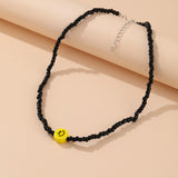 Cifeeo Trendy Bead Strand Beaded Choker Necklace For Women Bohemian Colorful Handmade Short Daisy Pearl Necklace Collar Jewelry