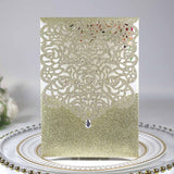 50pcs/lot Laser Cut Glitter Paper Wedding Invitations Card Diamond Design Custom Greeting Card Birthday Wedding Favor Decoration