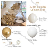 87pcs Sand White Balloon Arch Garland Kit Gold Ballon Baby Shower Coffee Blobos Cumpleanos Birthday Wedding Party Decor Supplies