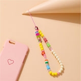 Cifeeo Ins Trendy Colorful Smiling Beads Chain Mobile Phone Chain Anti-lost Handmade Acrylic Cord Lanyard for Women Gifts