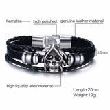 Christmas Gift Vnox Vintage Rudder Charm Bracelet for Men Multi-layer Leather Rope Bracelets Bangles 7.87" pulseira masculina