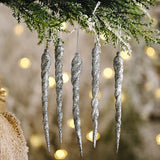 10pcs 13cm Christmas Simulation Ice Xmas Tree Hanging Ornament Fake Icicle Winter Party Christmas New Year Decoration Supplies