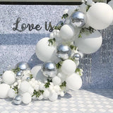 Christmas Gift 101pcs Silver 4D White Balloons Garland Silver Confetti Balloon Arch Birthday Baby Shower Wedding Anniversary Party Decorations