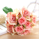 Christmas Gift 1 Bouquet Artificial Rose Bouquet Decorative Silk Flowers Bride Bouquets for Wedding Home Party Decoration Wedding Supplies1