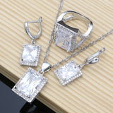 Back to school Cifeeo  Light Olive Green CZ White Zircon  Jewelry Sets For Women Earrings/Pendant/Necklace/Rings