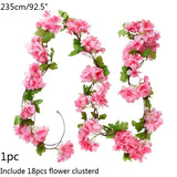 Christmas Gift Wisteria Artificial Flower Vine Ivy Leaf Garland Silk Rose Flowers Rattan String Vine Wedding Arch Flower Home Garden Decoration