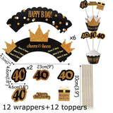 30 40 50 60 Years Old Cupcake Toppers Birthday Party Anniversary Adult 30th 40th 50th 60th Birthday Cake Decorations Supplies