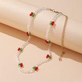 Cifeeo New Lovely Daisy Flower Colorful Beads Pearl Clavicle Choker Necklace for Women Girls Spring Summer Jewelry Wholesale
