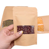 10pcs Transparent Window Kraft Paper Bags Stand Up Pouches Tea Coffee Bean Gift Candy Wrapping Supplies Food Storage Zipper Bags