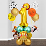 26pcs Jungle Party Decoration Animal Balloons Set Metal Latex Balloon Gold Number Globos Kids Birthday Balloons