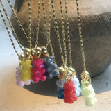 Candy Color Gummy Bear Resin Pendant Necklace for Women Simple Golden Metal Chain Necklace Female Fashion Jewelry Gifts