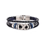 Cifeeo High Quality Stainless Steel Charm Bracelet Braided Black Brown Genuine Leather Bracelet for Men's Hand Wristband  Jewelry