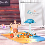 Happy Fathers Day Card 3D Pop-Up Birthday Cards for Dad Handmade Gift Greeting Card with Envelope
