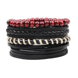 ZOSHI 4-6PC Vintage Multilayer Leather Bracelet For Men Fashion Braided Handmade Rope Wrap Bead Charm Woven Bracelets Male Gift